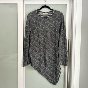 Bianca Nygard Women Gray Diagonal Cable Net Print Asymmetrical Sweater Dress